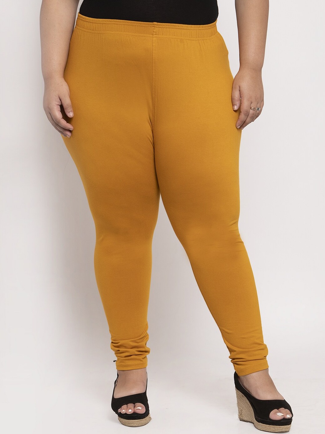 

TAG 7 Women Plus Size Churidar-Length Leggings, Mustard
