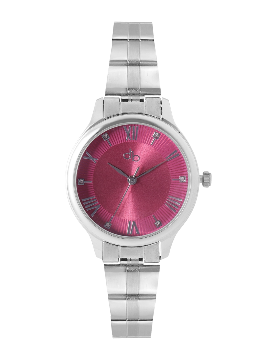 

DressBerry Women Maroon Brass Dial & Steel Toned Stainless Steel Straps Analogue Watch, Pink