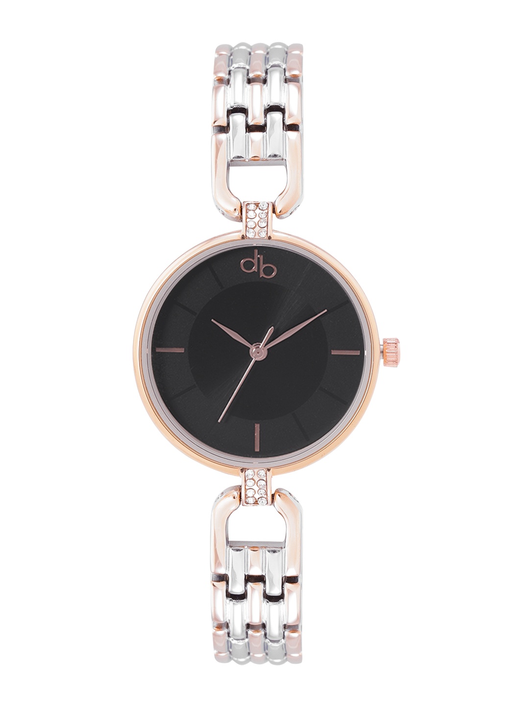

DressBerry Women Black Brass Dial & Stainless Steel Textured Straps Analogue Watch