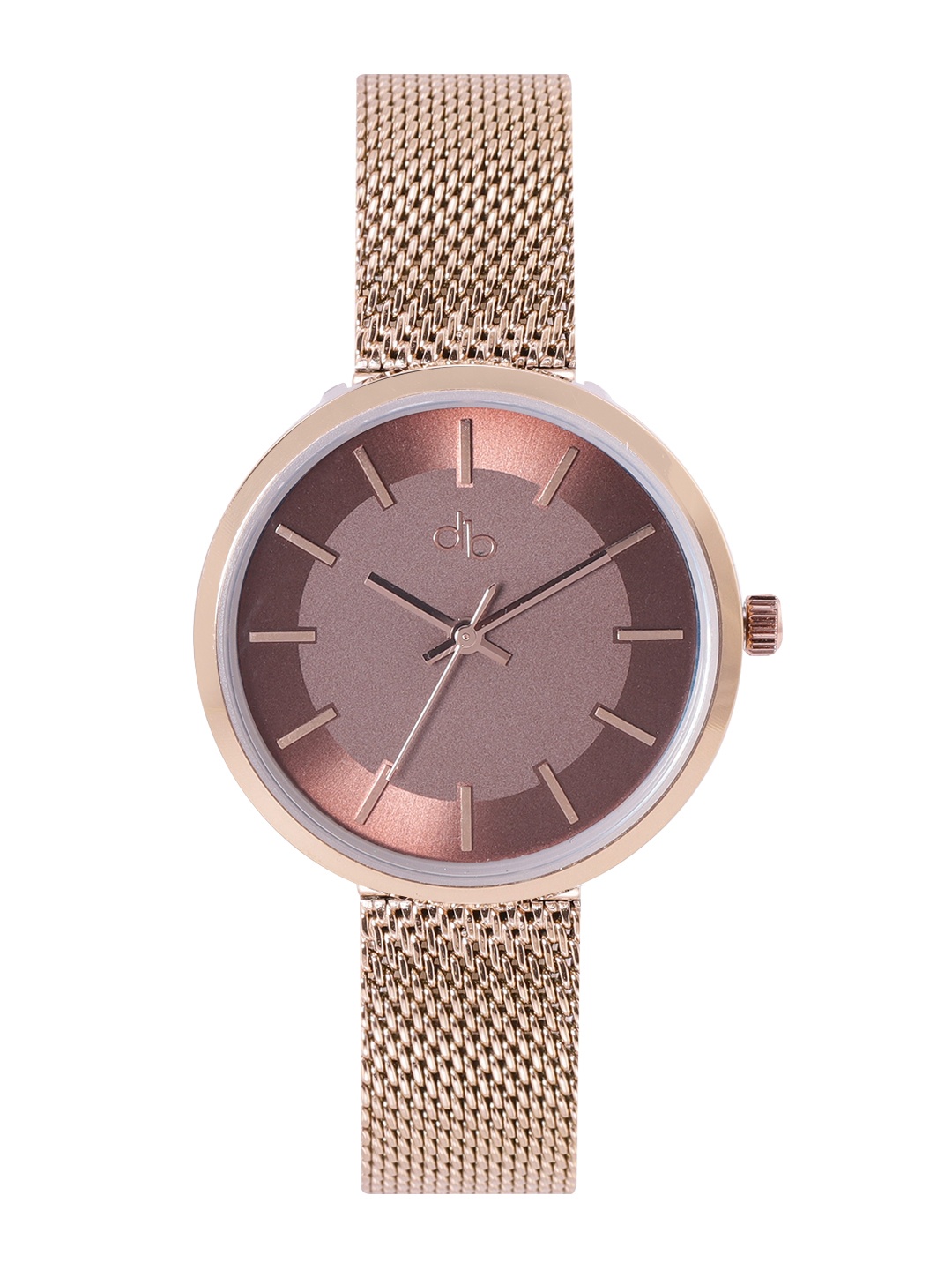 

DressBerry Women Brown Dial & Rose Gold-Plated Stainless Steel Textured Straps Analogue Watch