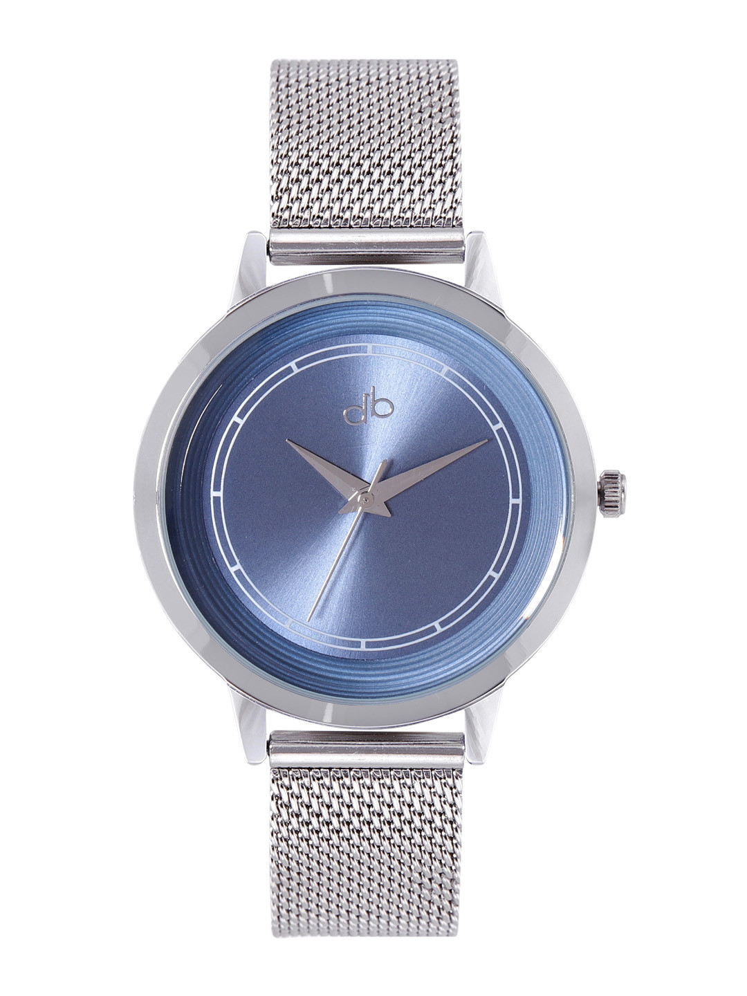 

DressBerry Women Blue Brass Embellished Dial & Steel Toned Stainless Steel Textured Straps Analogue Watch