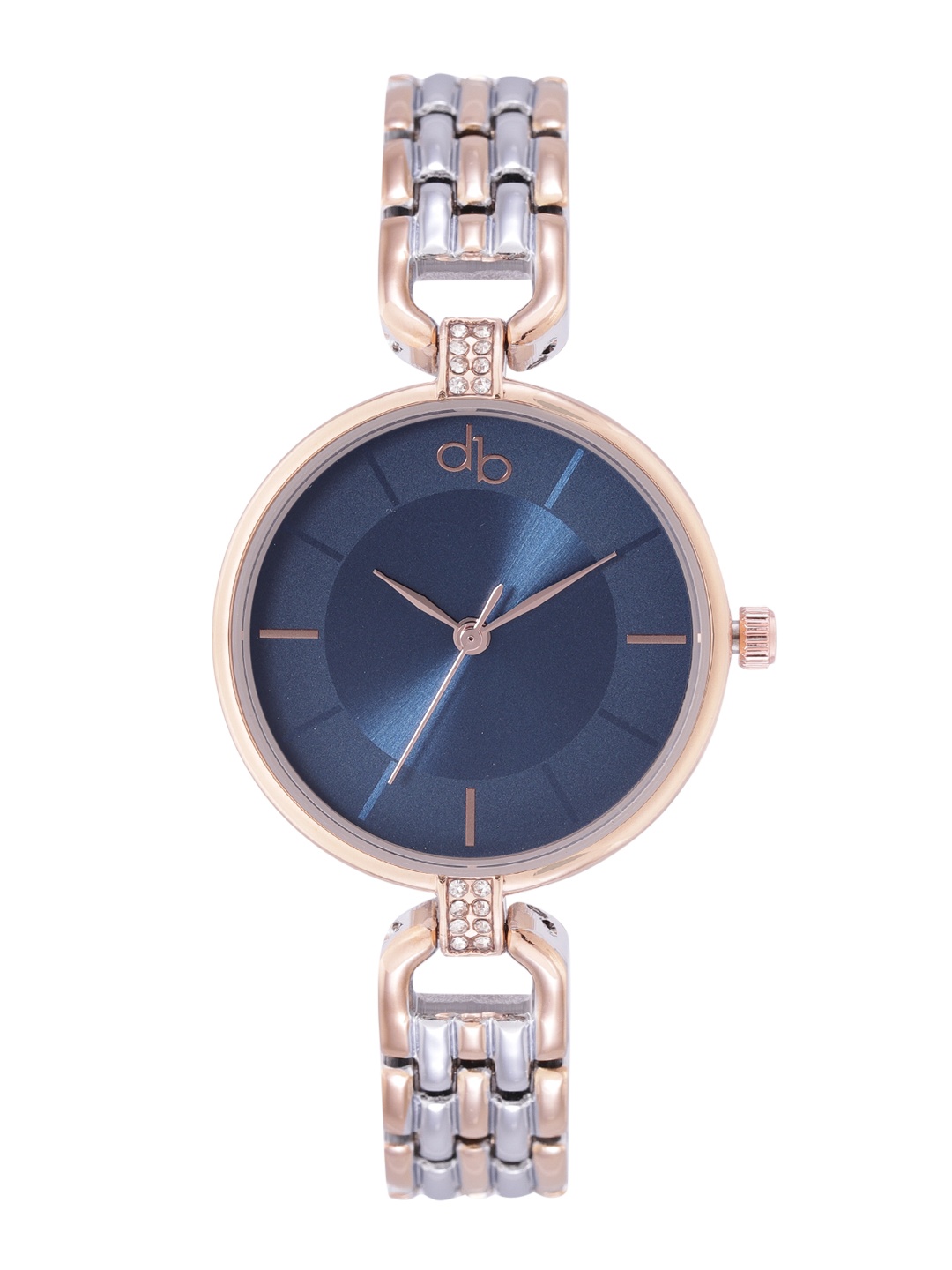 

DressBerry Women Blue Brass Dial & Multicoloured Stainless Steel Textured Straps Analogue Watch