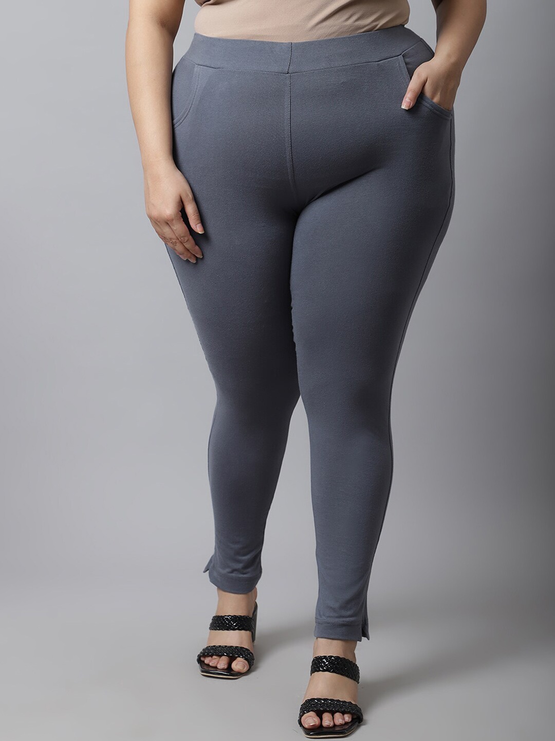 

TAG 7 PLUS Women Plus-Size Ankle-Length Leggings, Grey