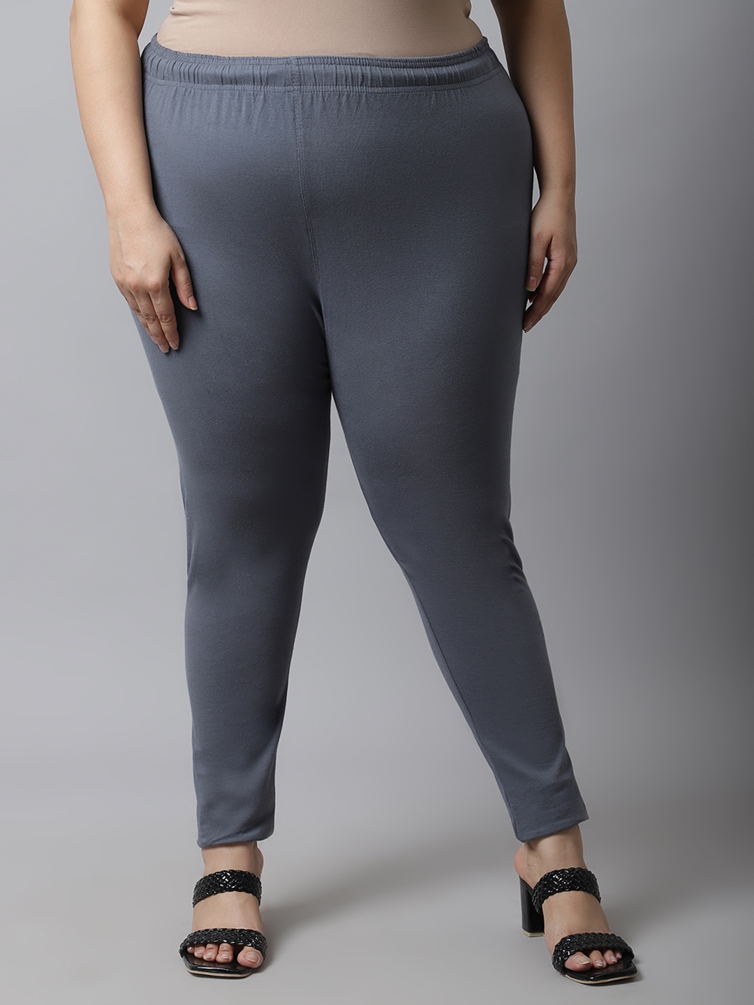 

TAG 7 PLUS Women Plus Size Churidar-Length Leggings, Grey