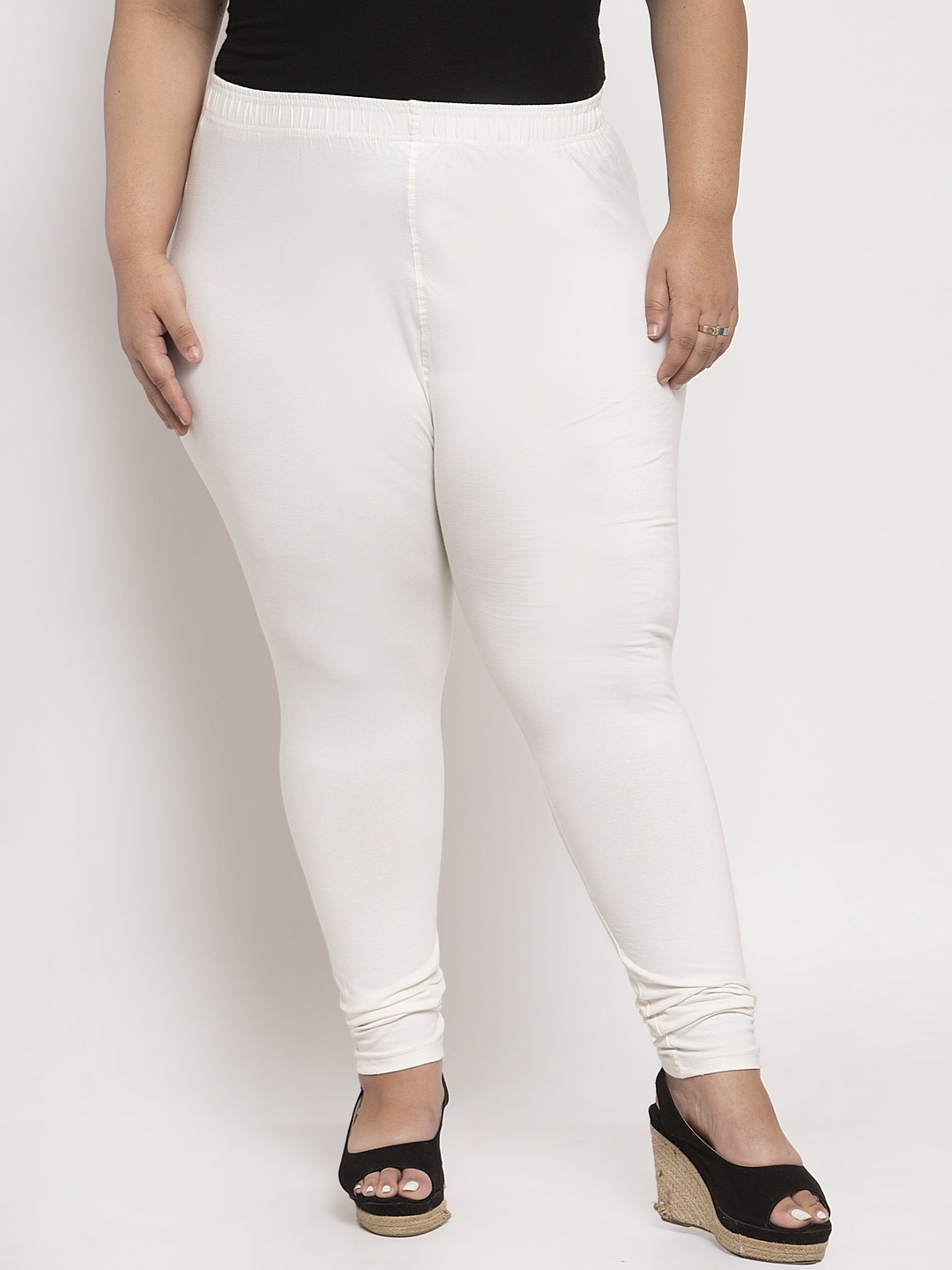 

TAG 7 PLUS Women Plus Size Churidar-Length Leggings, Off white