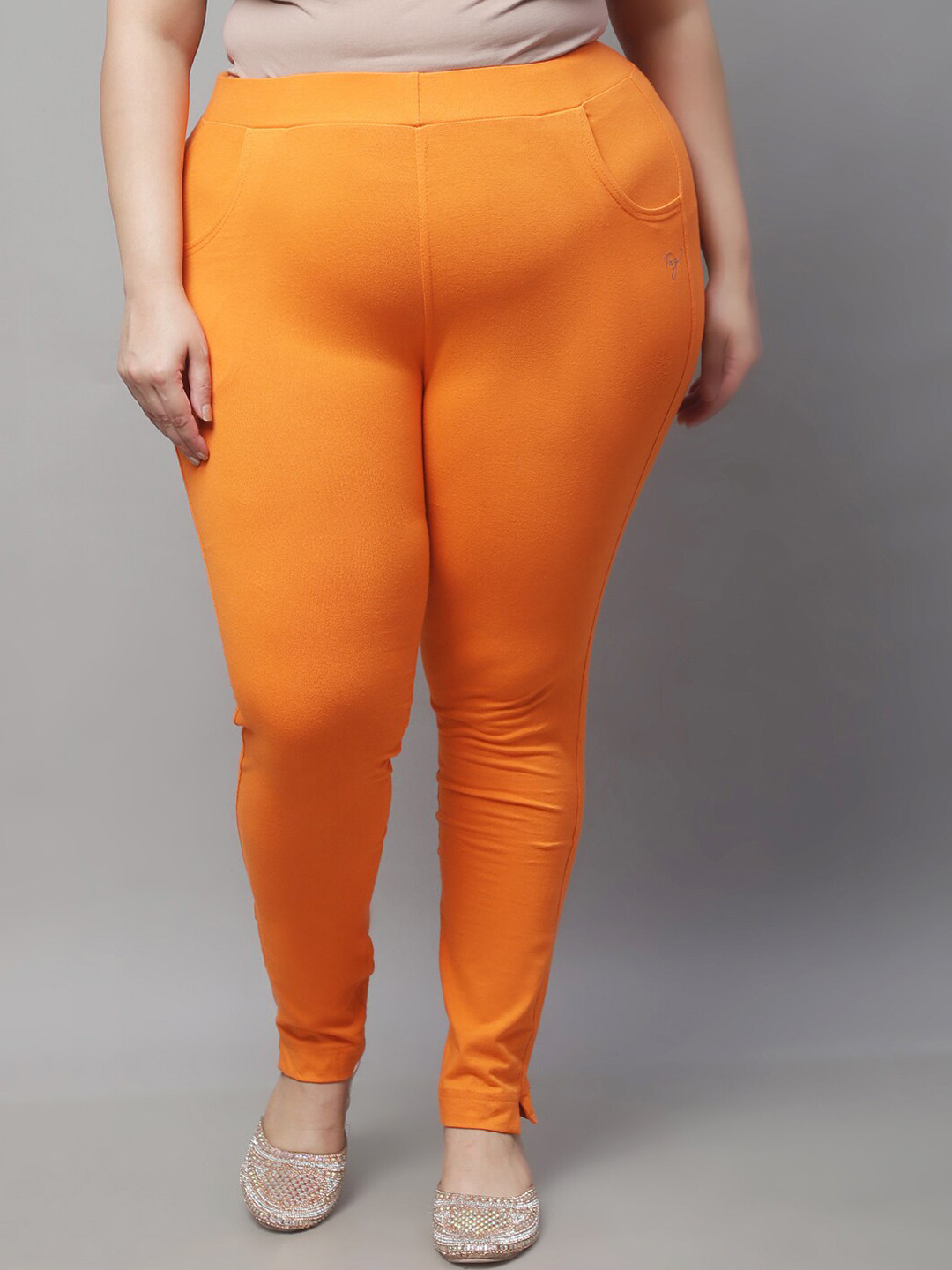 

TAG 7 PLUS Women Plus-Size Ankle-Length Leggings, Orange