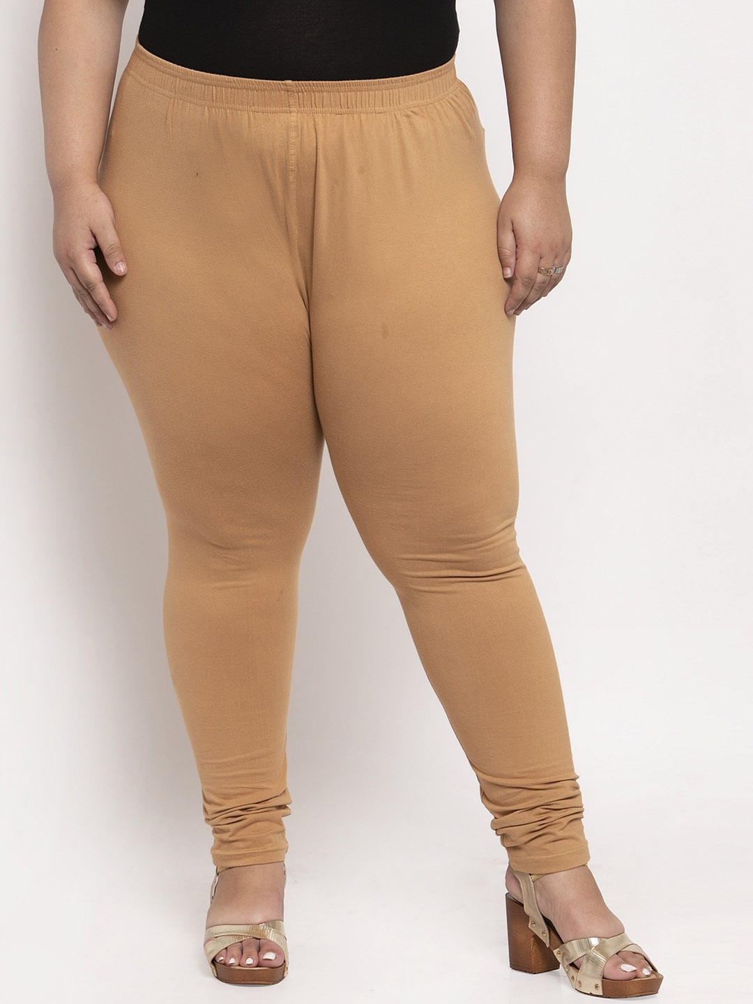 

TAG 7 PLUS Women Plus-Size Ankle-Length Cotton Leggings, Brown