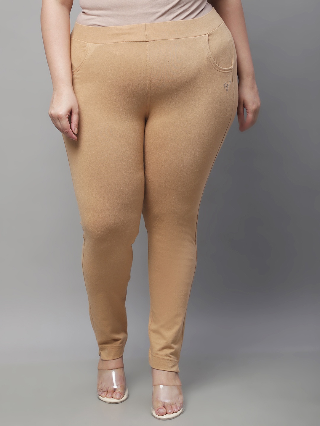 

TAG 7 PLUS Women Ankle Length Leggings, Beige