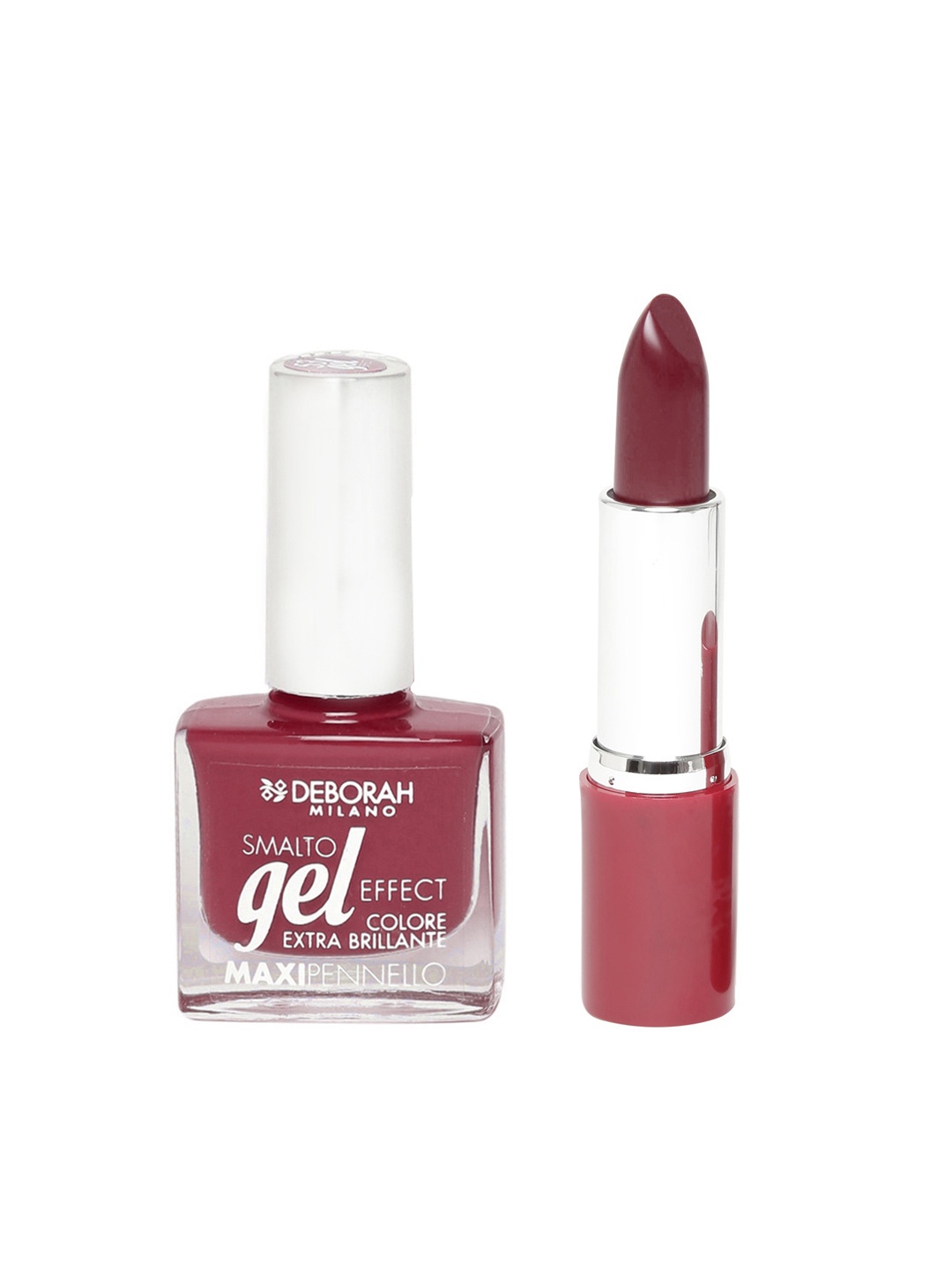 

Deborah Milano Set of Violet Wine Vibe Lipstick & Red Sari Maxipennello Nail Polish, Burgundy