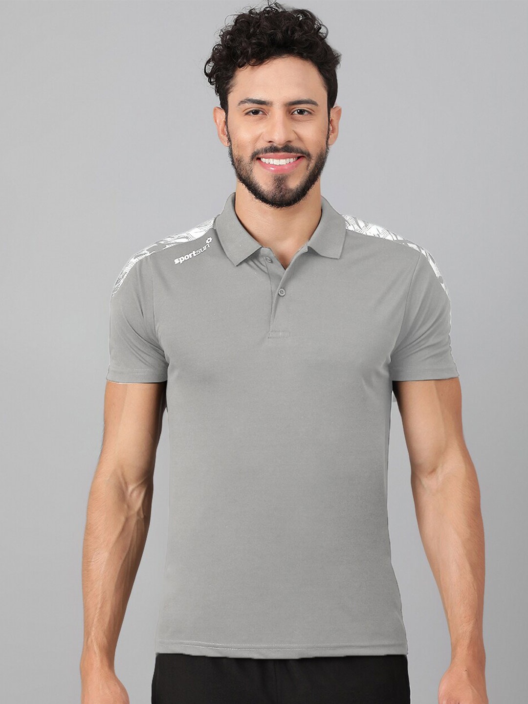 

SPORT SUN Polo Collar T-shirt, Grey