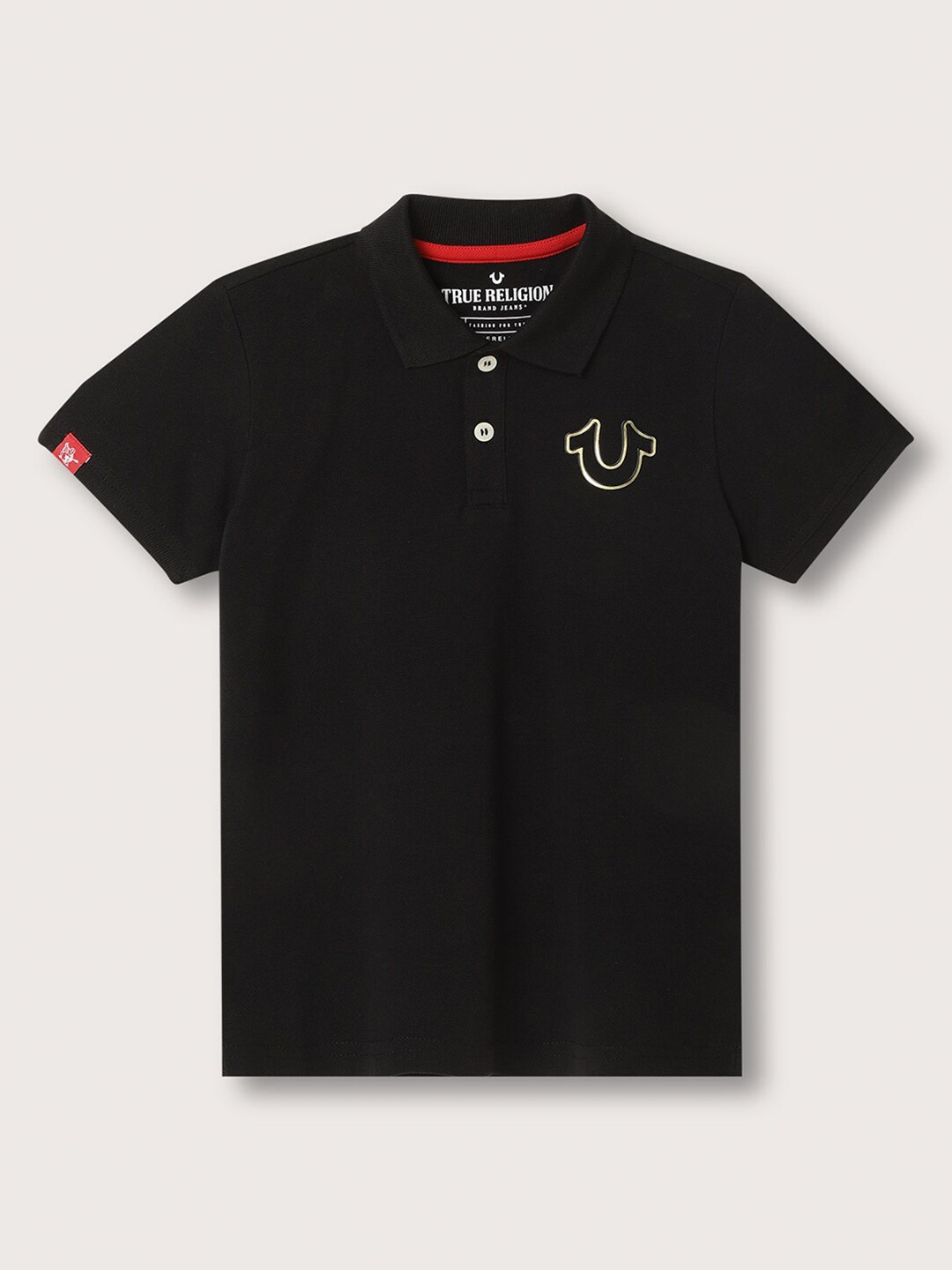 

True Religion Boys Polo Collar Cotton T-shirt, Black