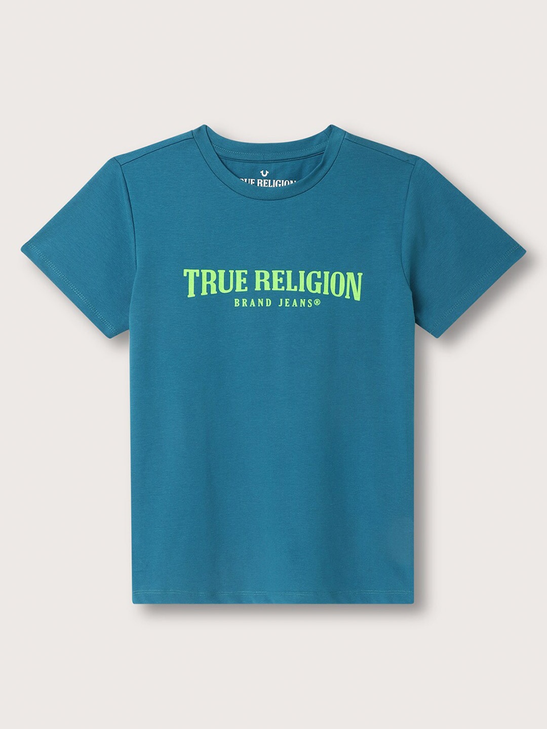 

True Religion Boys Typography Printed Cotton T-shirt, Teal