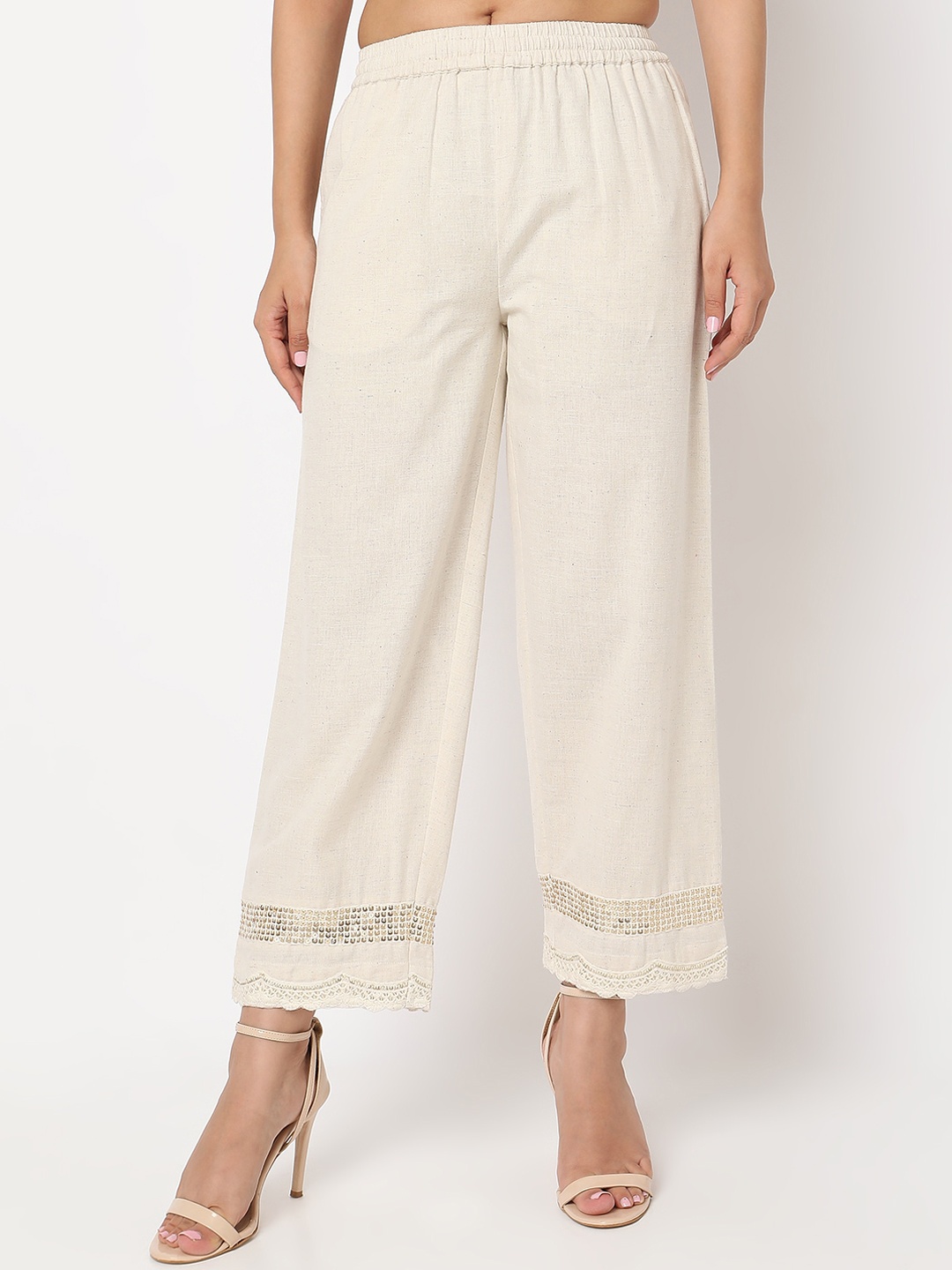 

Ethnicity Women Original Straight Fit Parallel Trousers, Off white
