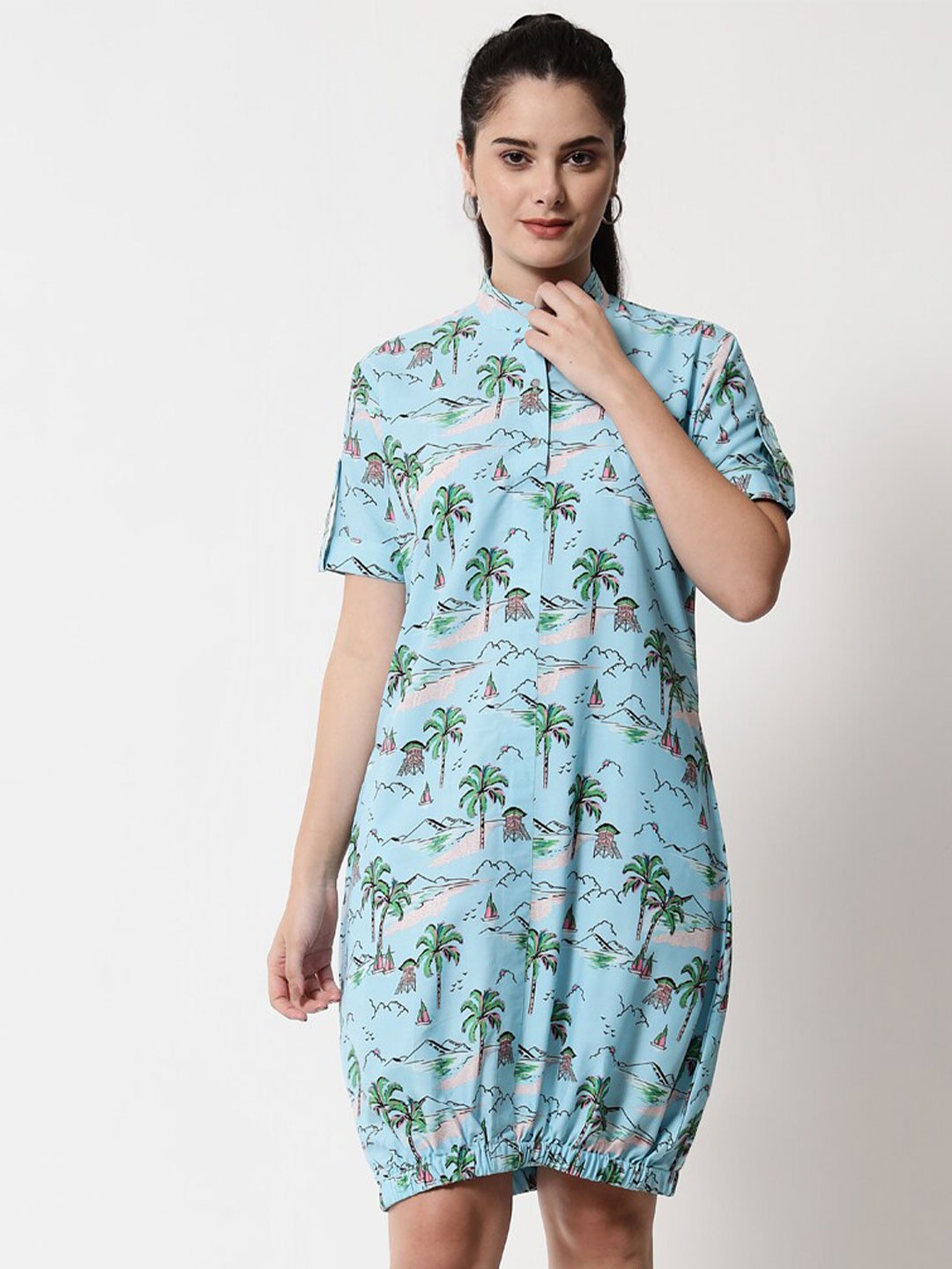 

Rudraaksha Creations Tropical Printed Sheath Dress, Blue