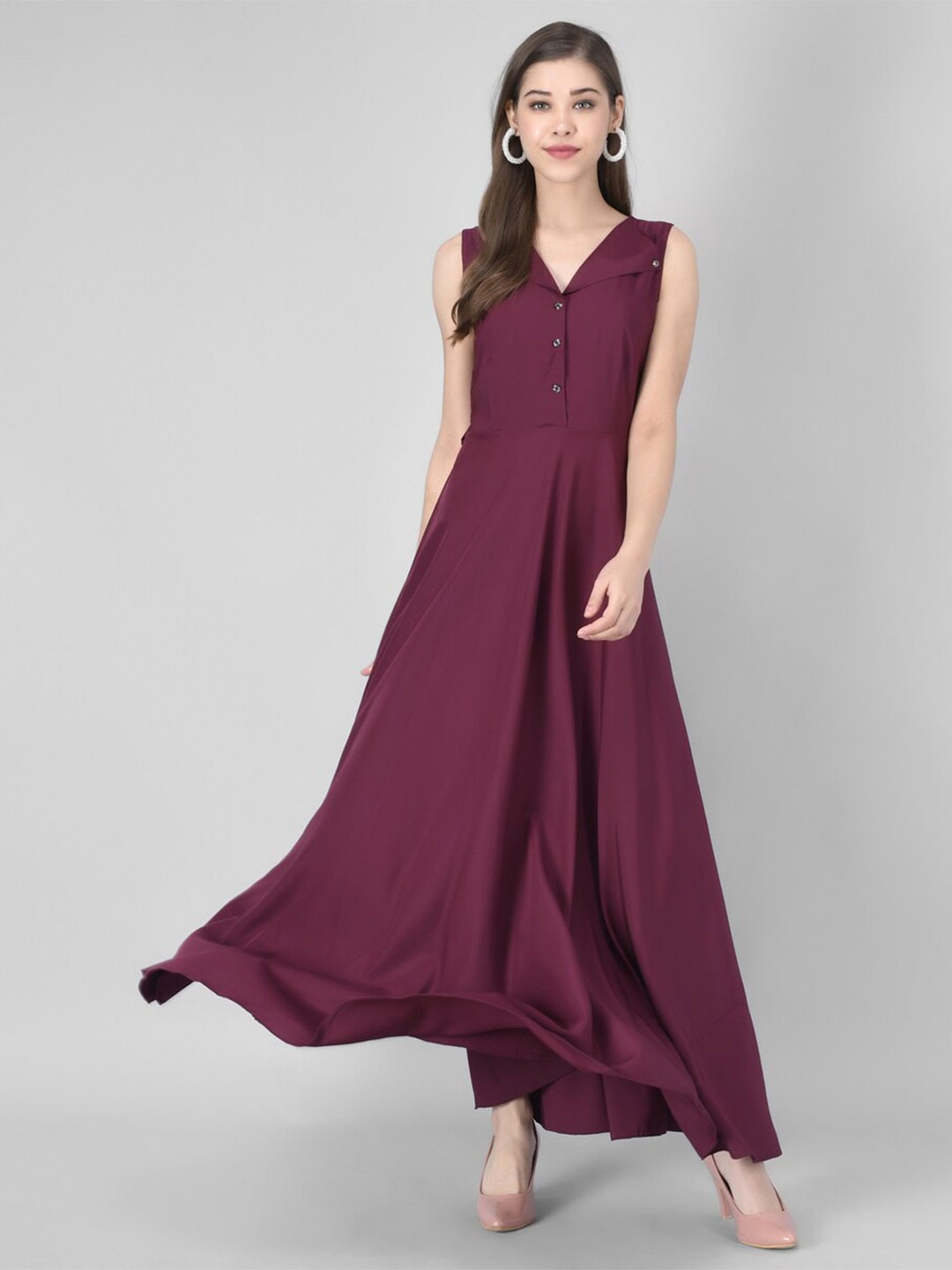 

Rudraaksha Creations V-Neck A-Line Maxi Dress, Maroon