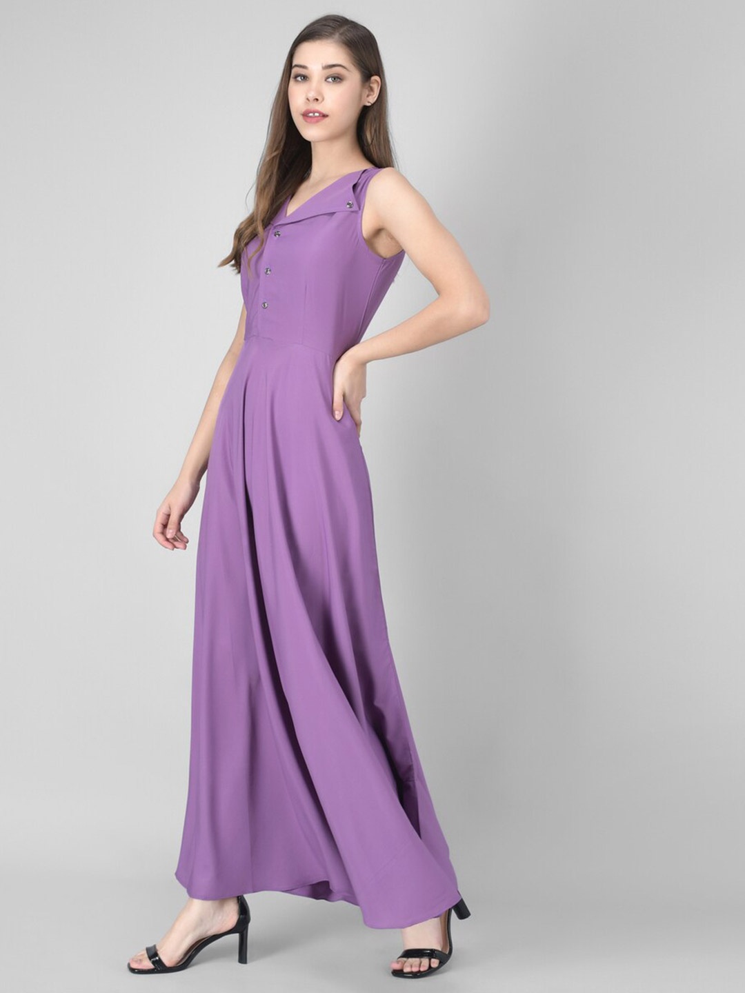 

Rudraaksha Creations Spread Collar Crepe Maxi Dress, Purple