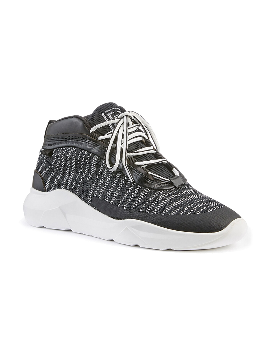 

FREESOUL Mid Top Woven Design Textile Contrast Sole Sneakers, Grey