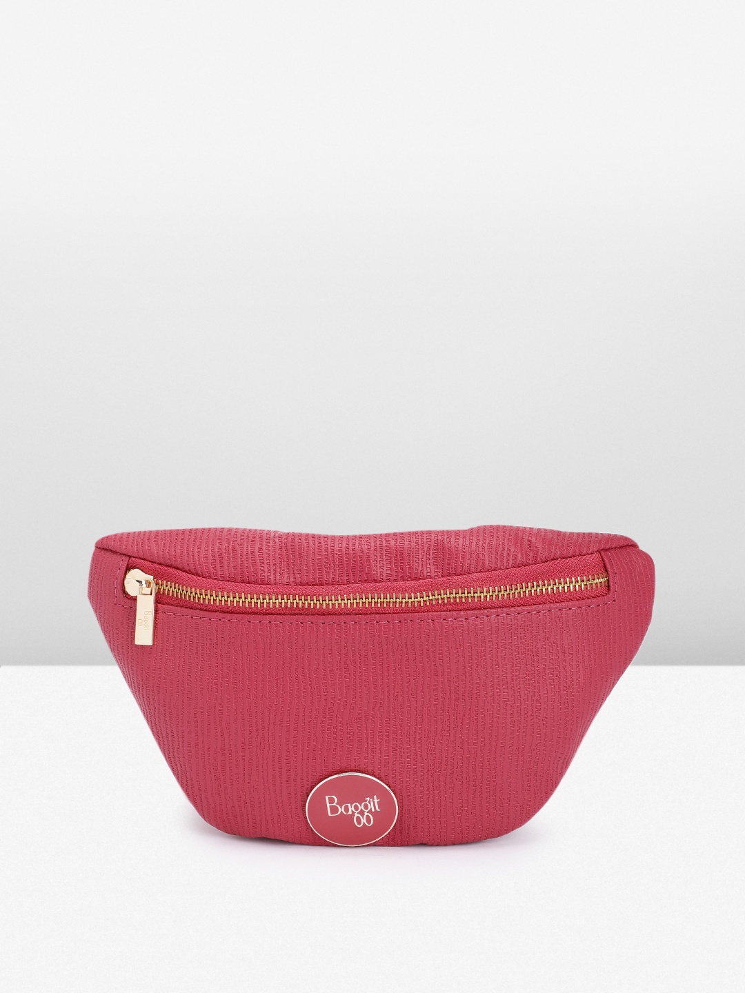 

Baggit Women Textured Waist Pouch With Brand Logo Applique Detail, Magenta