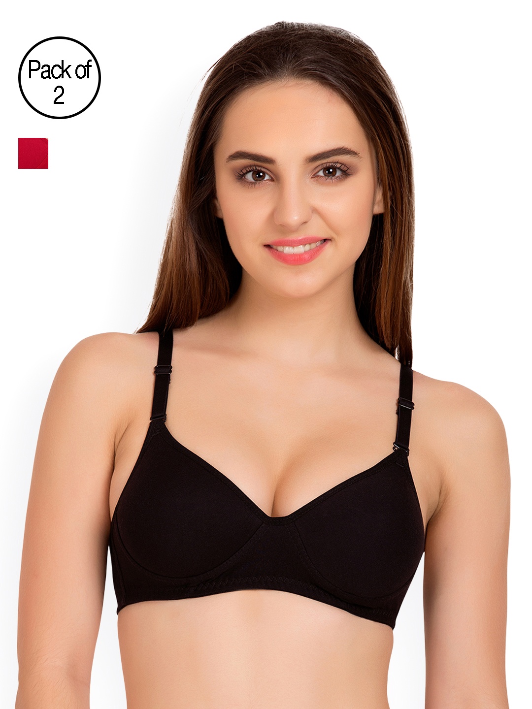 

Tweens Pack of 2 Full-Coverage T-shirt Bras TW91301, Red