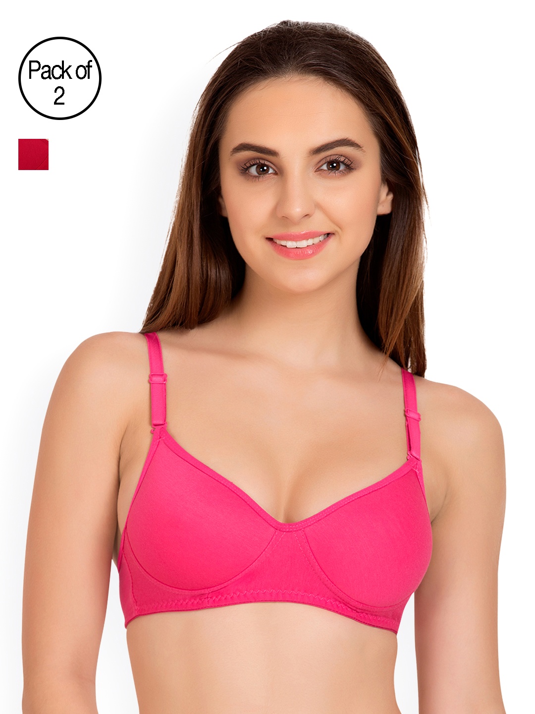 

Tweens Pack of 2 Full-Coverage T-shirt Bras TW91301, Red