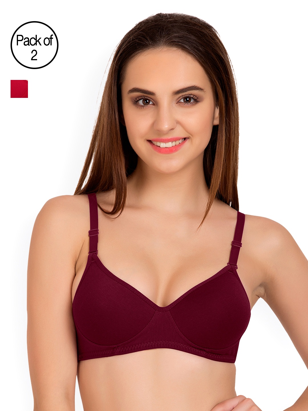 

Tweens Pack of 2 Full-Coverage T-shirt Bras TW91301, Red
