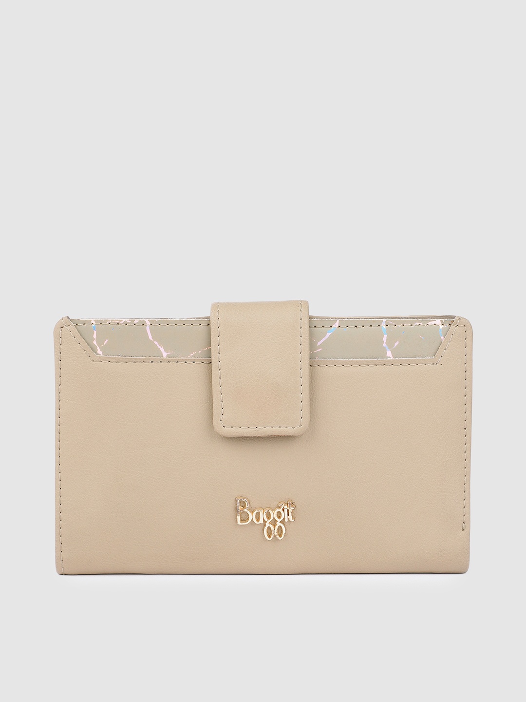 

Baggit Women Solid Two Fold Wallet, Beige