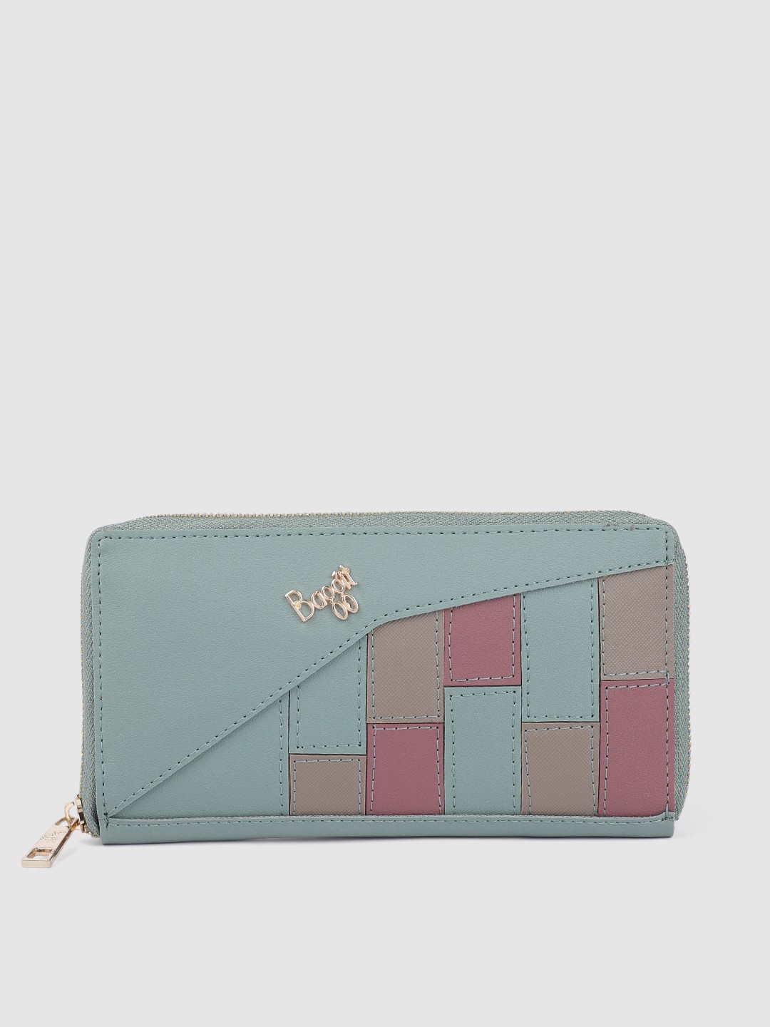 

Baggit Women Colourblocked Zip Around Wallet, Sea green