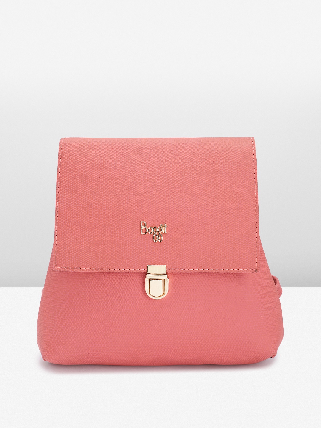 

Baggit Women Textured Small Backpack, Coral