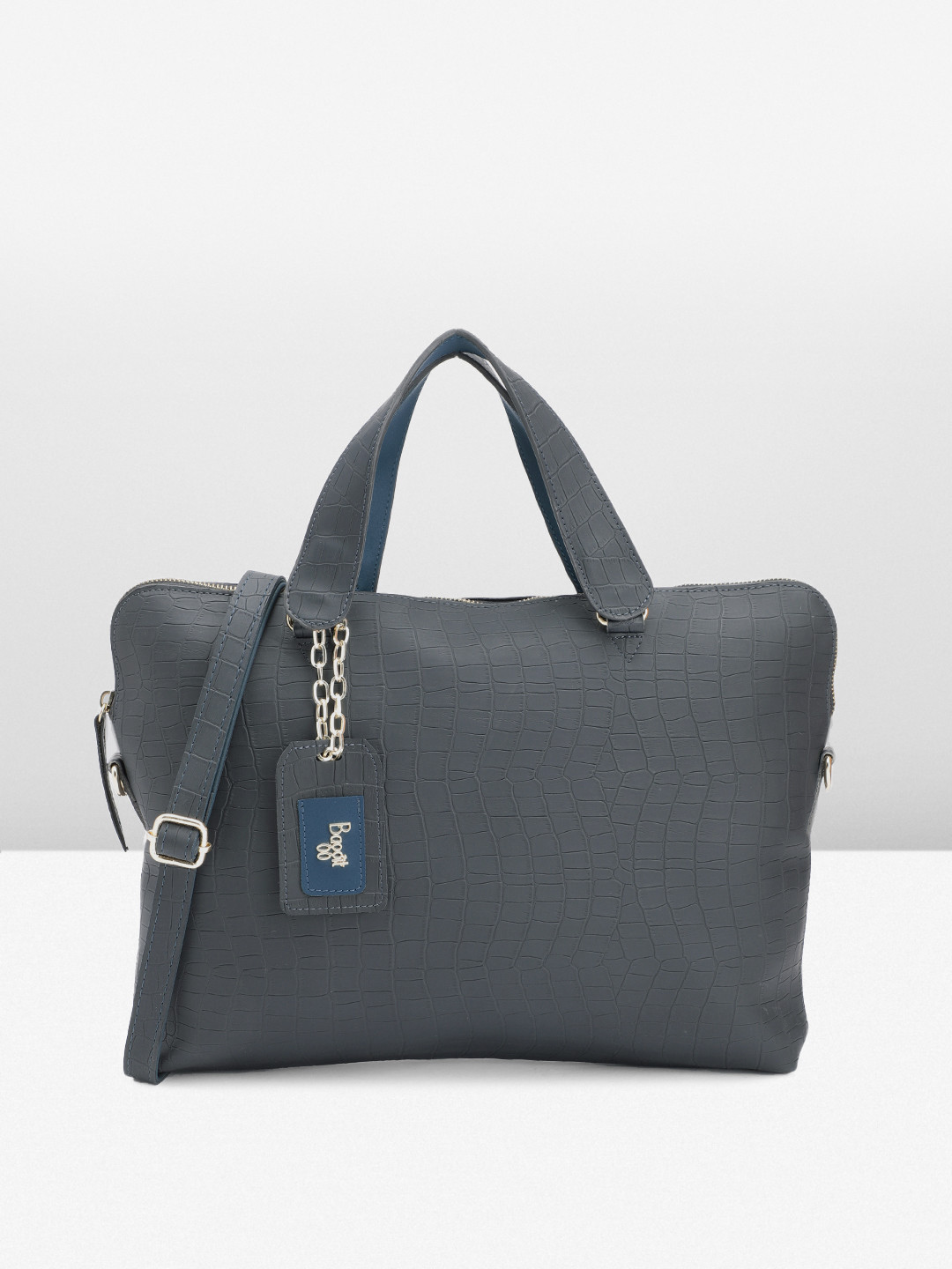 

Baggit Women Textured Laptop Bag, Navy blue
