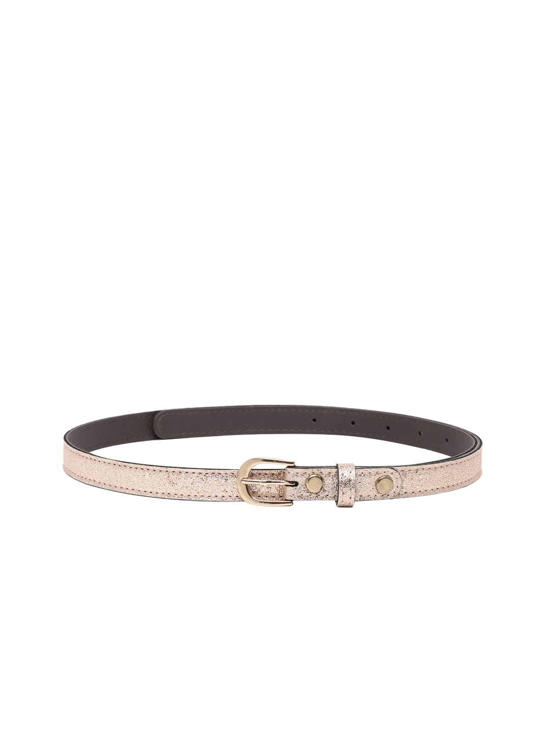 

Baggit Women Bling Textured PU Slim Casual Belt, Rose gold