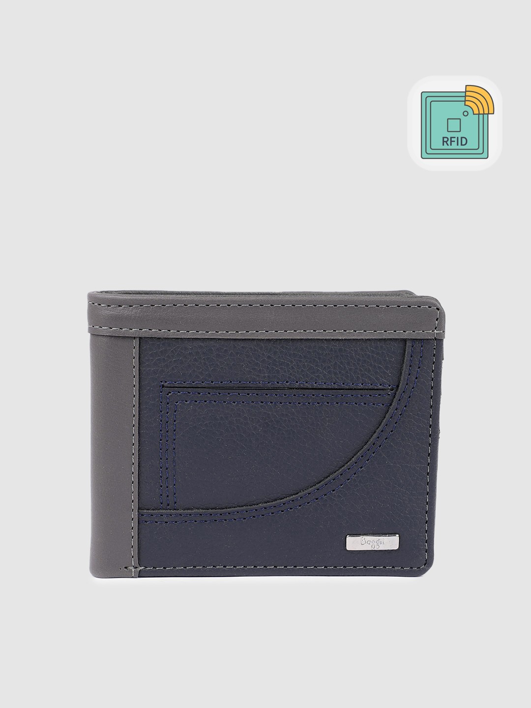 

Baggit Men Solid Two Fold Wallet, Navy blue