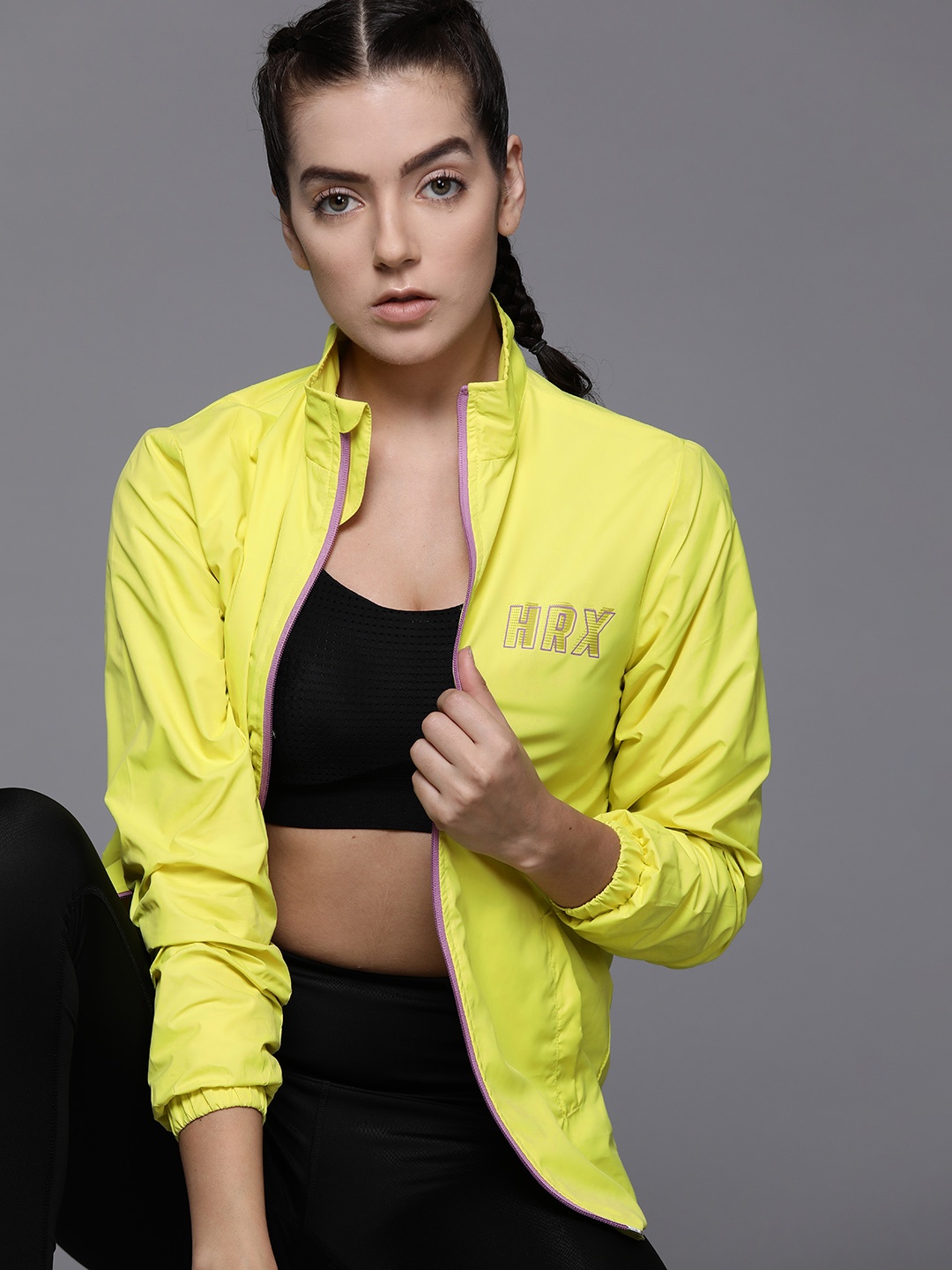 

HRX by Hrithik Roshan Rapid-Dry Running Jacket, Lime green