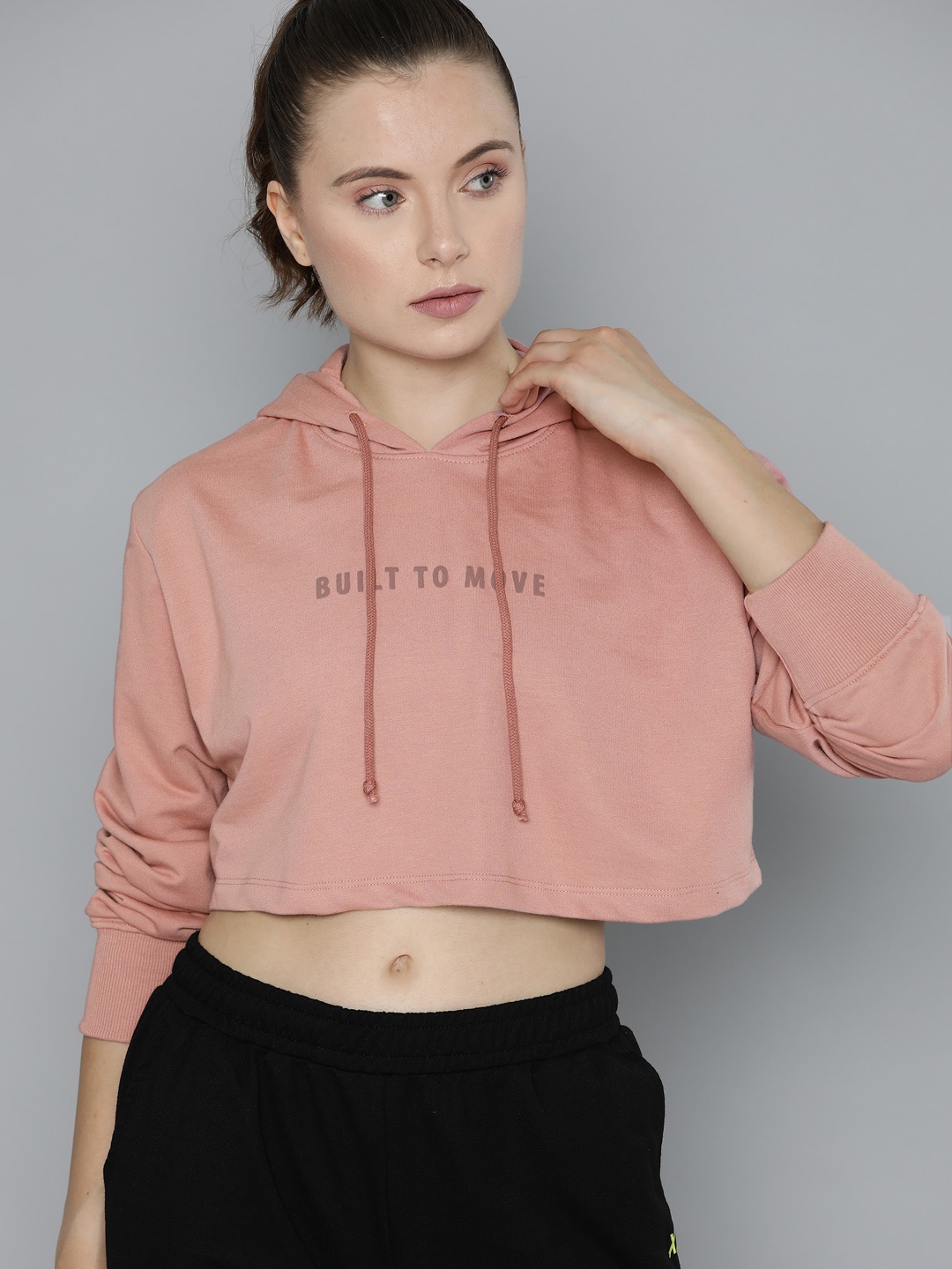 

HRX by Hrithik Roshan Crop Hooded Training Sweatshirt, Pink