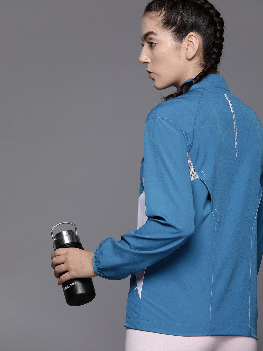 

HRX by Hrithik Roshan Rapid-Dry Colourblocked Running Jacket, Blue