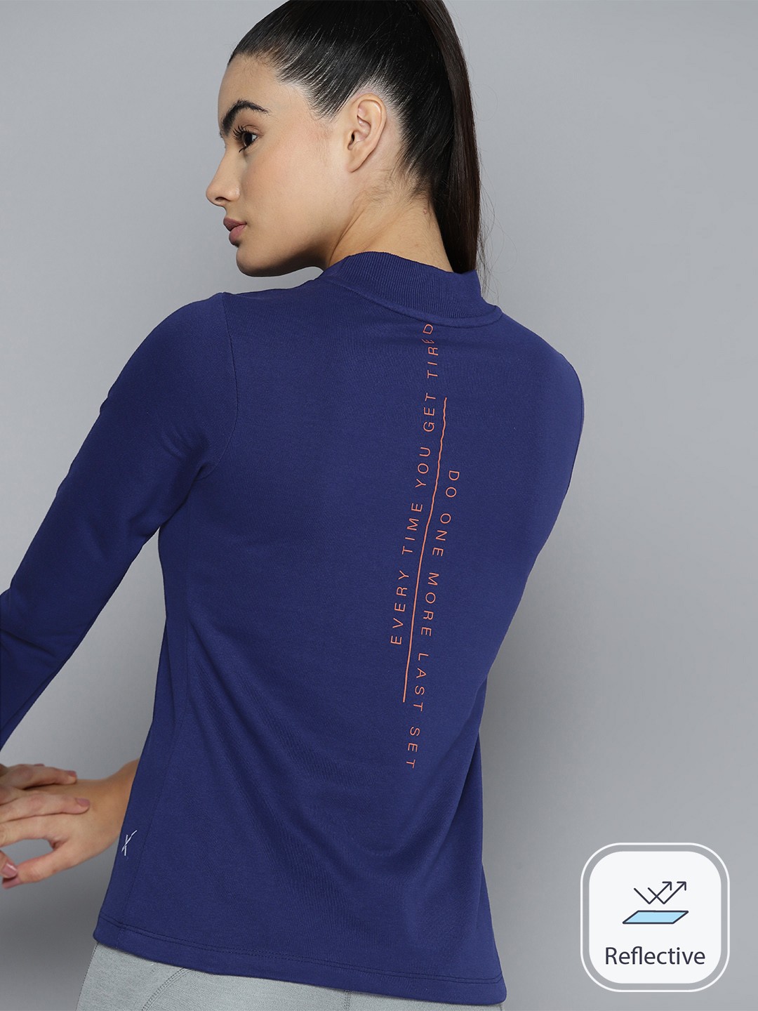 

HRX by Hrithik Roshan Printed Training Sweatshirt, Navy blue