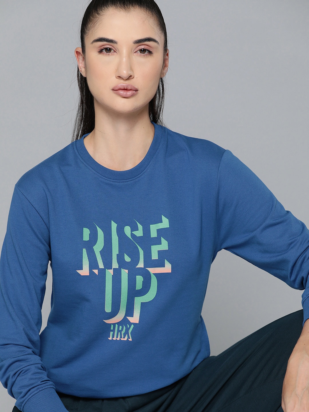 

HRX by Hrithik Roshan Printed Lifestyle Sweatshirt, Teal