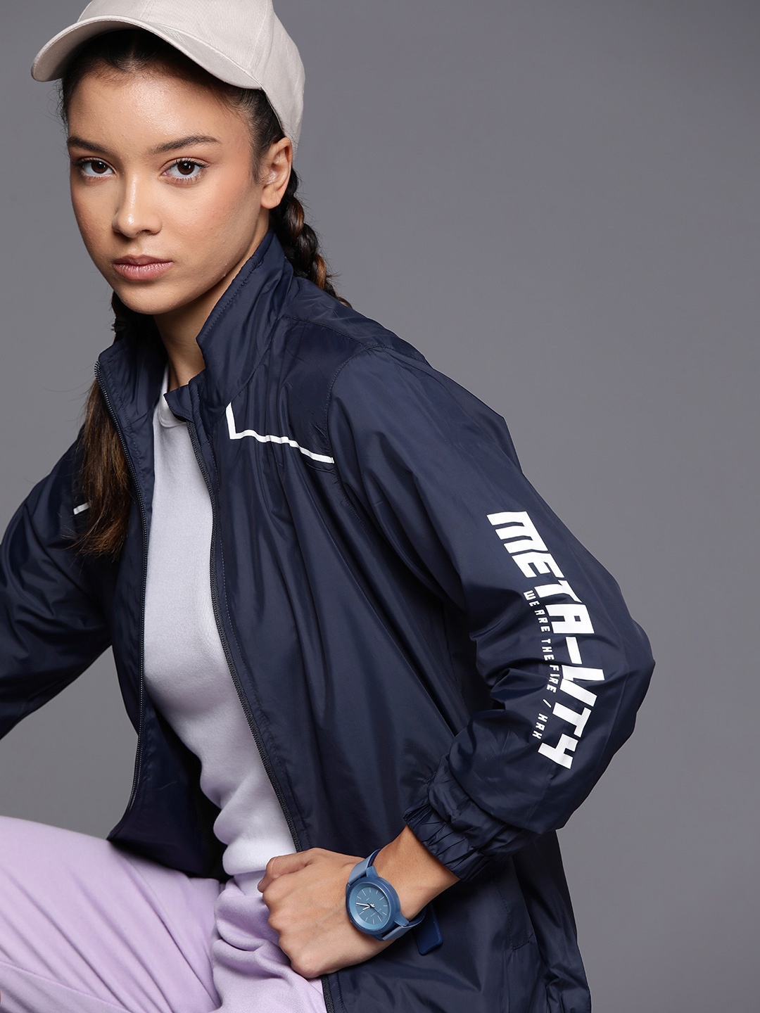 

HRX by Hrithik Roshan Rapid-Dry Tailored Lifestyle Jacket, Navy blue