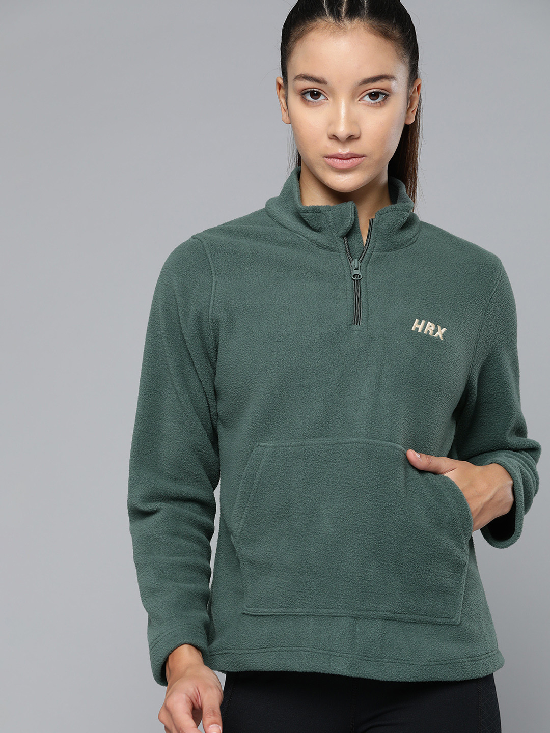 

HRX by Hrithik Roshan Fleece Outdoor Sweatshirt, Green