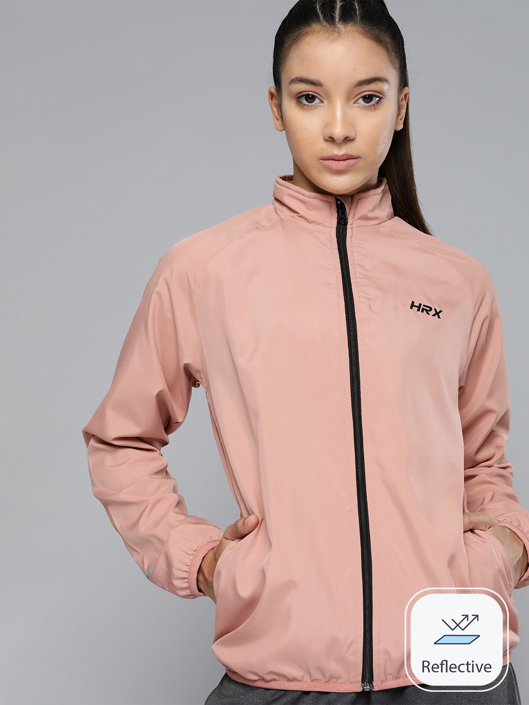

HRX by Hrithik Roshan Rapid-Dry Running Tailored Jacket, Pink