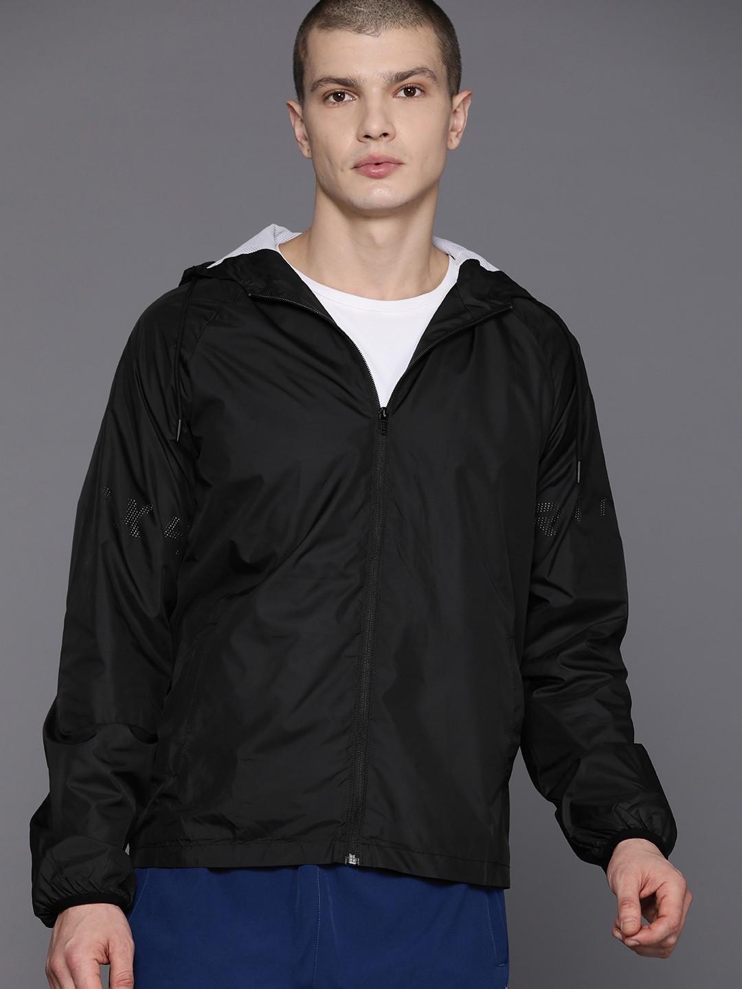 

HRX by Hrithik Roshan Rapid-Dry Hooded Running Jacket, Black