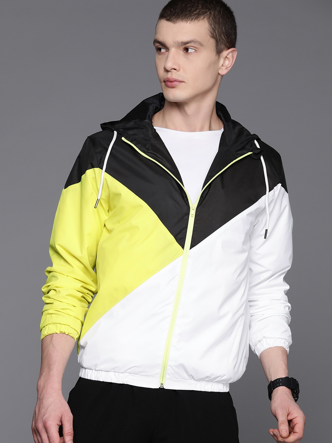 

HRX by Hrithik Roshan Men Colourblocked Tailored Jacket, White