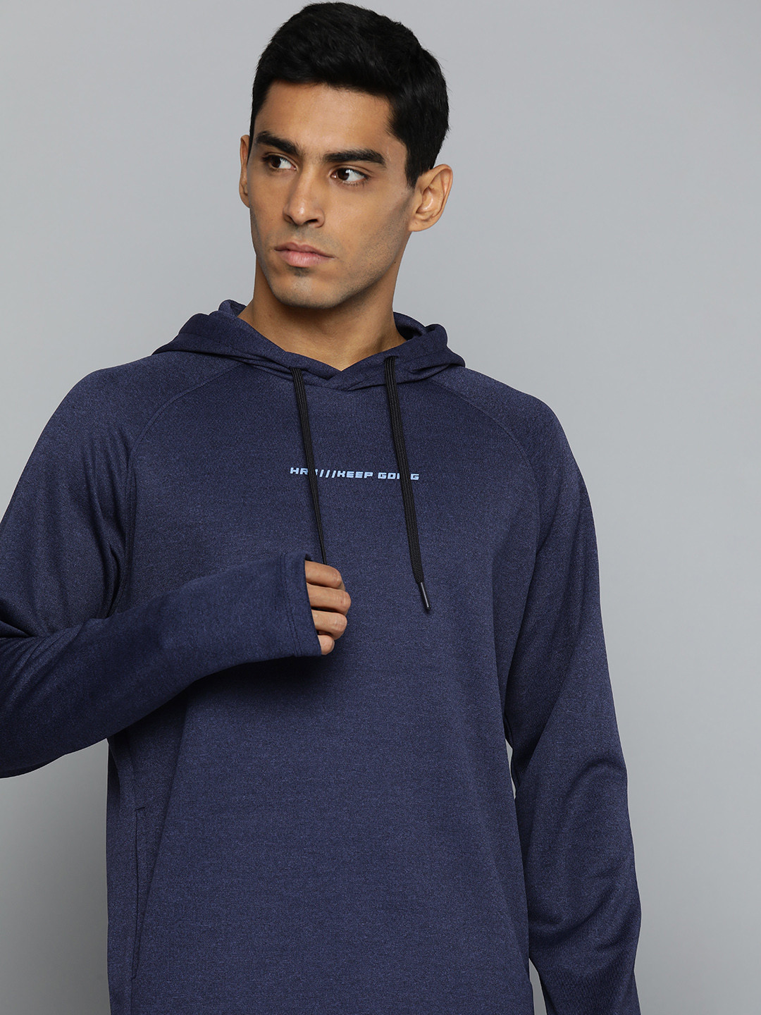 

HRX by Hrithik Roshan Rapid-Dry Running Hooded Sweatshirt, Navy blue