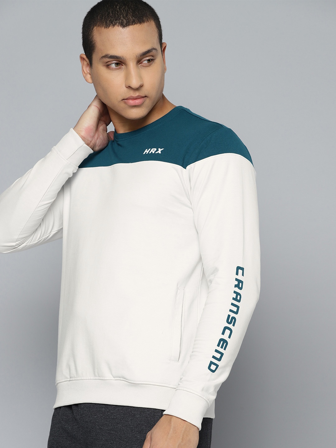 

HRX by Hrithik Roshan Colourblocked Lifestyle Sweatshirt, White
