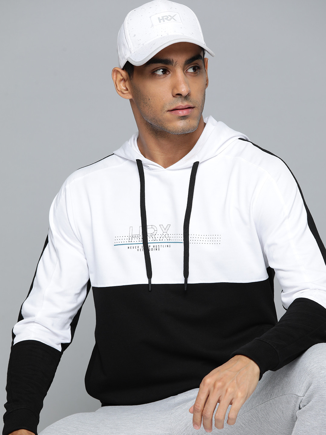 

HRX by Hrithik Roshan Men Colourblocked Hooded Sweatshirt, White