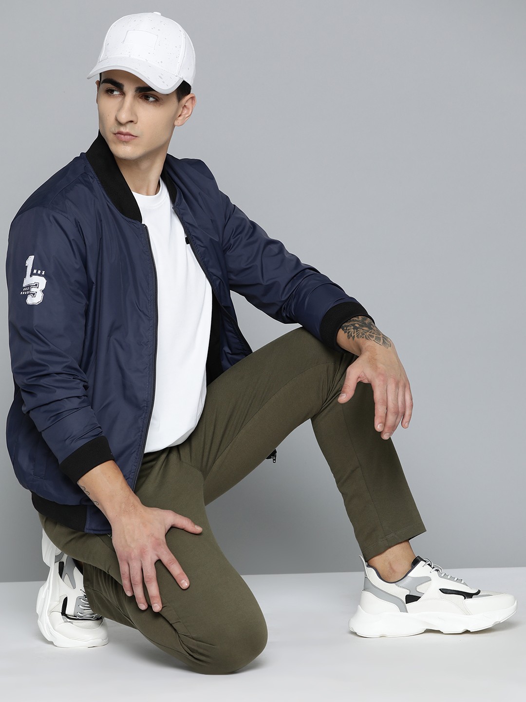 

HRX by Hrithik Roshan Stand Collar Bomber Jacket, Navy blue