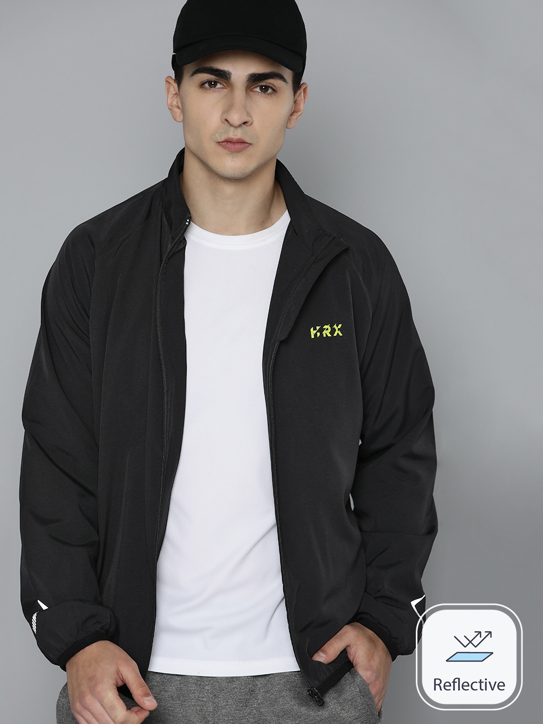 

HRX by Hrithik Roshan Men Solid Rapid-Dry Running Jacket, Black