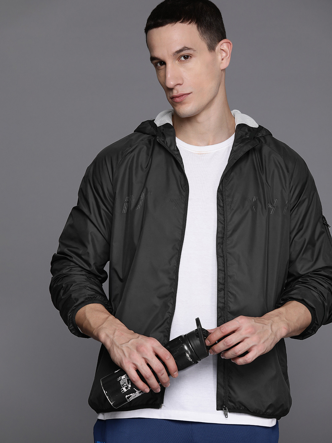 

HRX by Hrithik Roshan Rapid-Dry Hooded Running Jacket, Black
