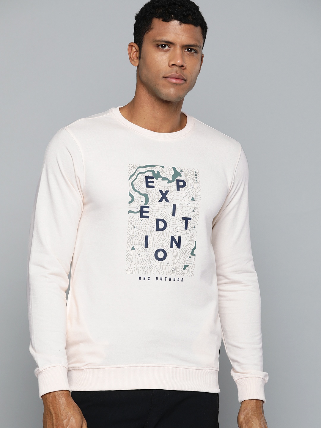 

HRX by Hrithik Roshan Printed Outdoor Sweatshirt, Cream