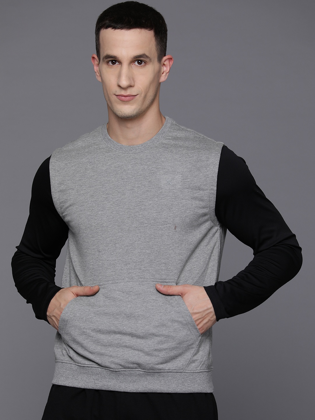 

HRX by Hrithik Roshan Rapid-Dry Sleeveless Lifestyle Sweatshirt, Grey melange