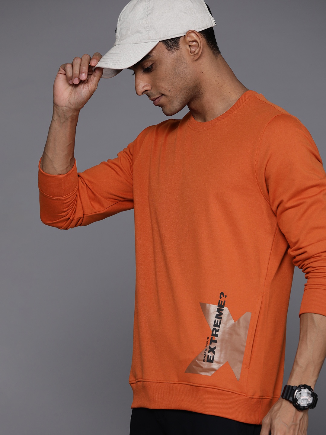 

HRX by Hrithik Roshan Printed Detail Lifestyle Sweatshirt, Orange